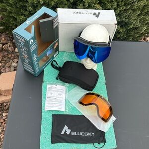 Blue Sky Adult snow Goggles-blue/orange-brand new/never used, originally packed.
